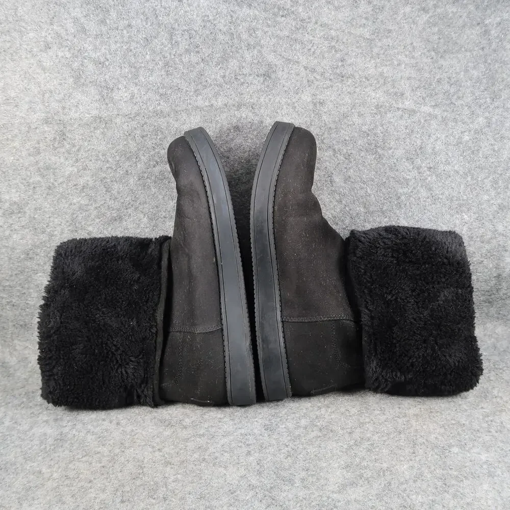 Guess Shoes Women 6 Boots Shearling Style Pull On Fashion Winter Warm Black Logo